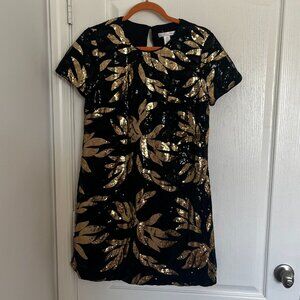 NWOT London Time Black & Gold Sequin Dress Sz 8